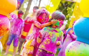 Kids playing holi